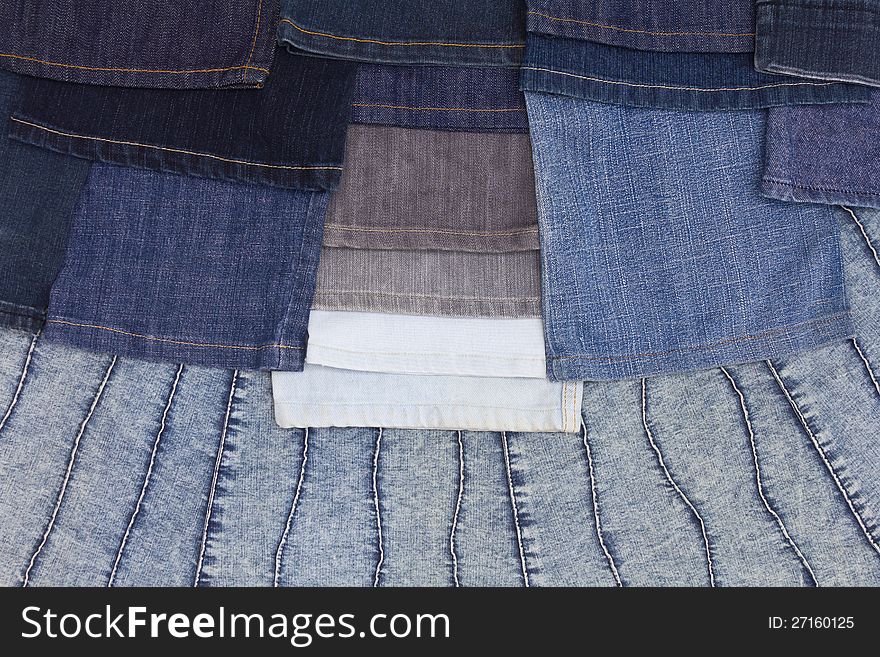 Background Leg Jeans Are Stacked.