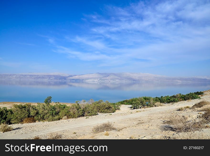 Landscape. Beautiful reflection in the Dead Sea in Israel. Landscape. Beautiful reflection in the Dead Sea in Israel.