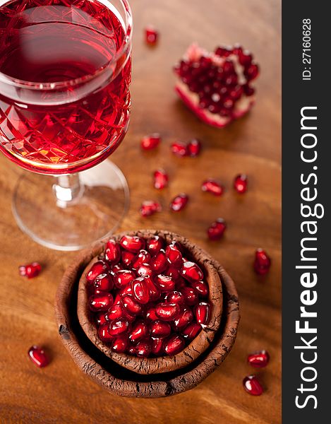 Pomegranate juice and seeds