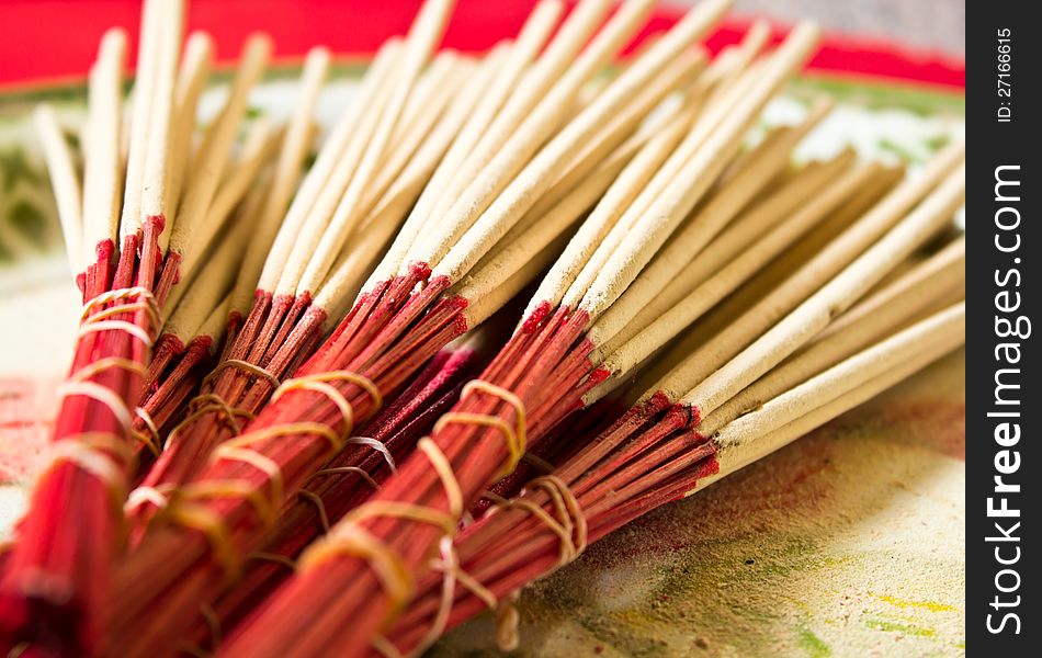 Incense sticks on the tray