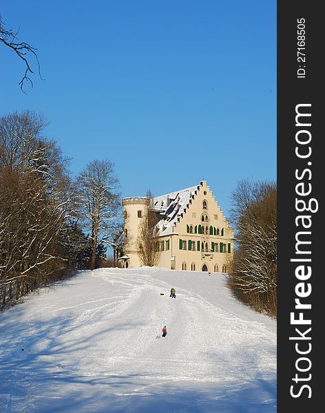 Castle rosenau rödental franconia germany in the winter