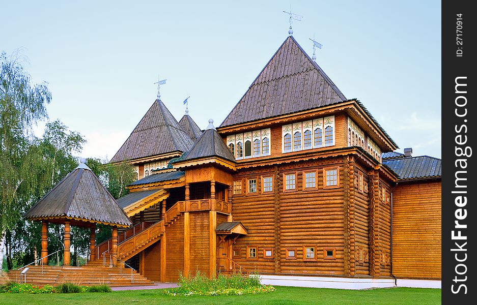 Russian wooden mansion in Moscow