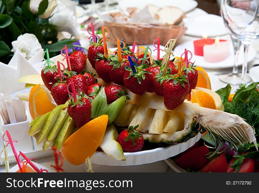 Fruit Plate On Restaurant Table