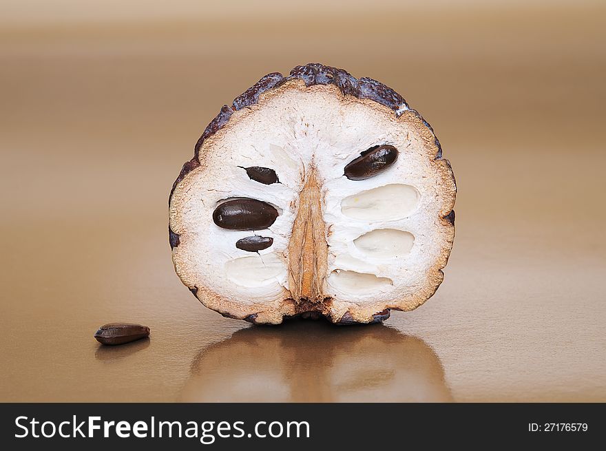 Dried custard apples on beige background. Dried custard apples on beige background.