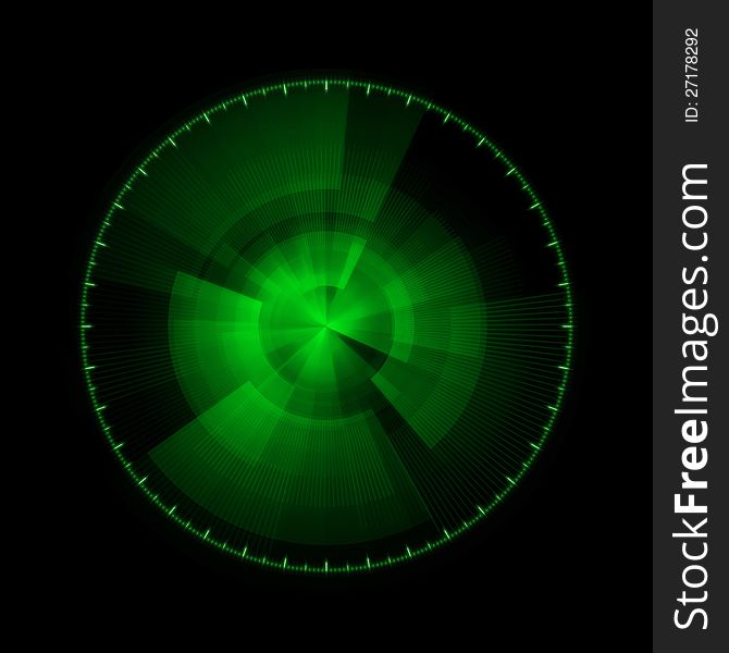 Radar display on black background