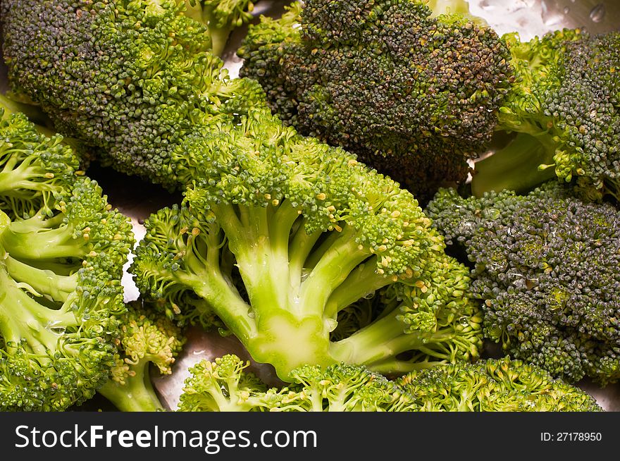 Green fresh broccoli close up