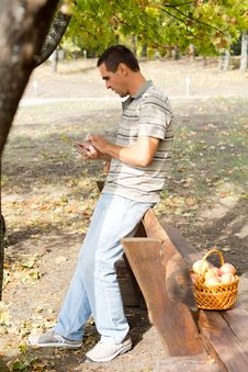 Man Holding A Tablet Royalty Free Stock Photography