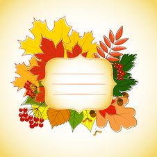 Figured Invitation Card With Autumn Leaves Stock Photos Figured Invitation Card With Autumn Leaves Stock Photos
