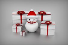 Snowman And Gift Boxes Royalty Free Stock Photo Snowman And Gift Boxes Royalty Free Stock Photo