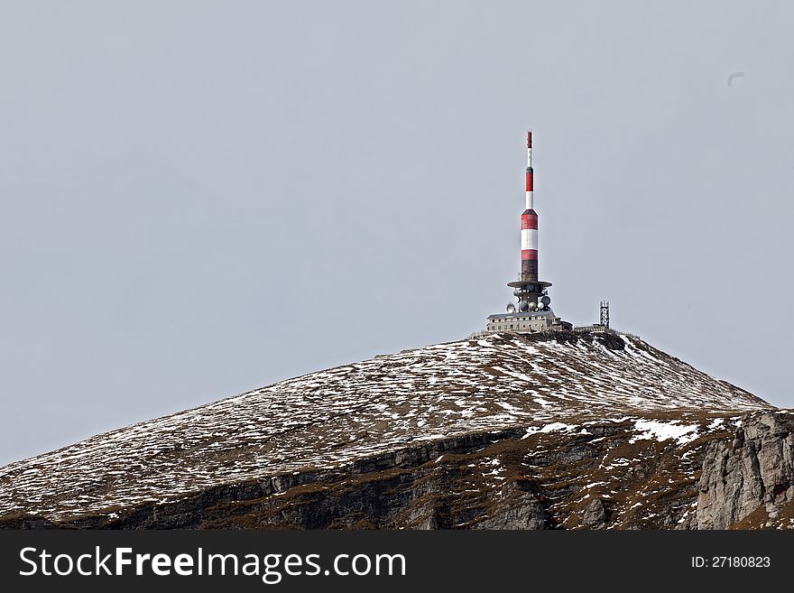 Weather tower on carpathian mountains range