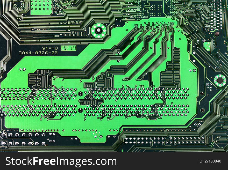 High tech closeup. Printed circuit board with paths for micro assembly. High tech closeup. Printed circuit board with paths for micro assembly