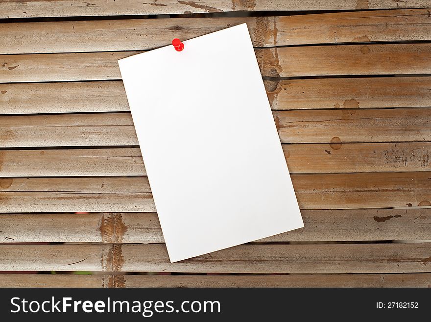 note paper on old bamboo background