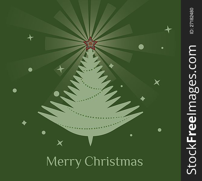 Christmas tree/Stylish retro Christmas tree with Merry Christmas greeting text