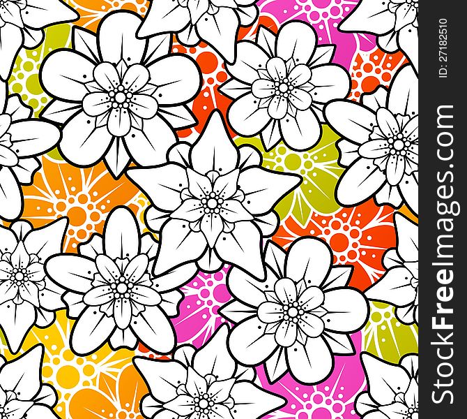 Vector Flowers Seamless Background