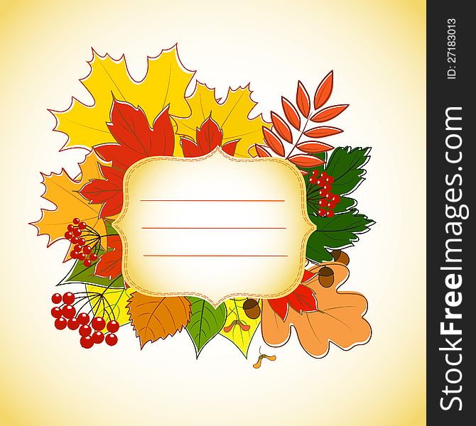 Figured Invitation Card With Autumn Leaves