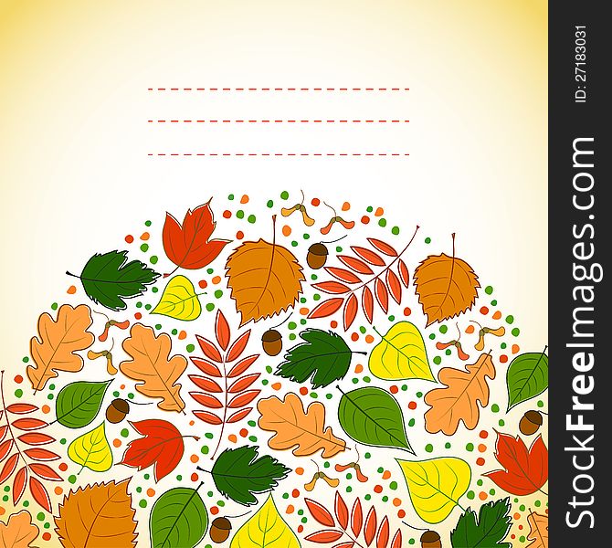 Autumn background for messages with leaves and points