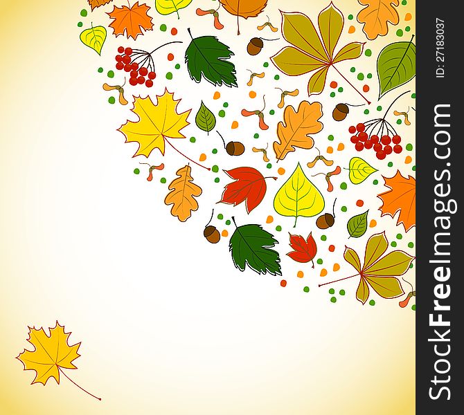 Autumn background for messages with leaves