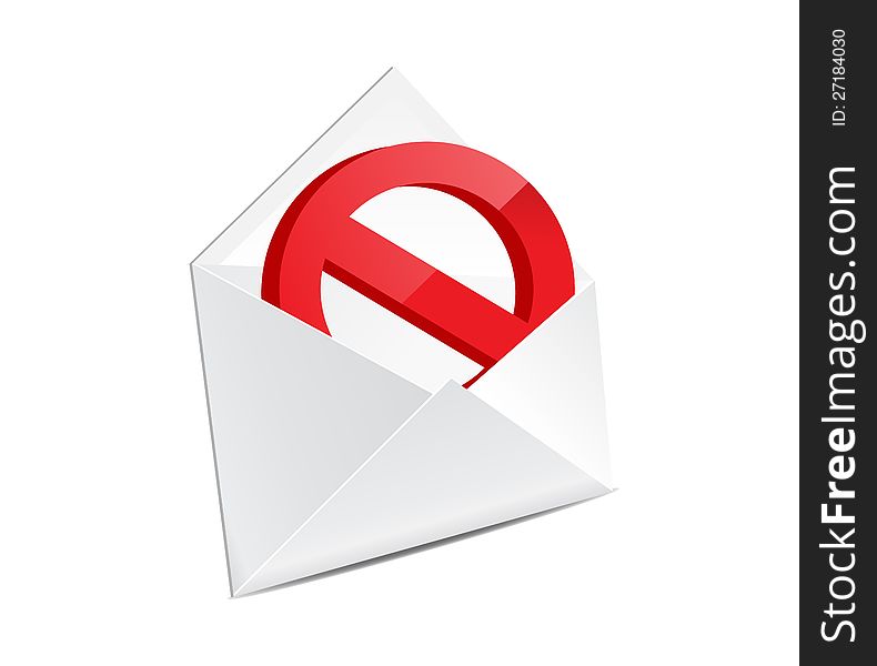 3D illustration of mail envelope with spam sign. 3D illustration of mail envelope with spam sign