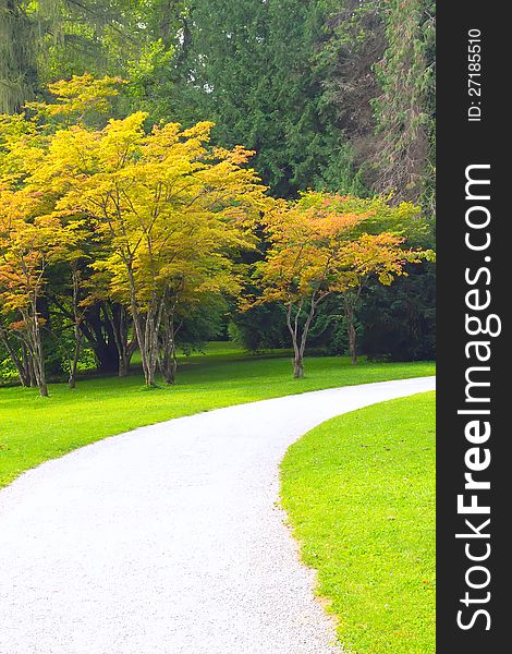 Path In A Peaceful Landscape Garden