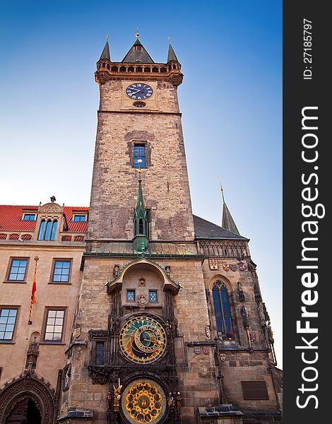 Famous astronomical clock in Prague, Czech Republic. Famous astronomical clock in Prague, Czech Republic