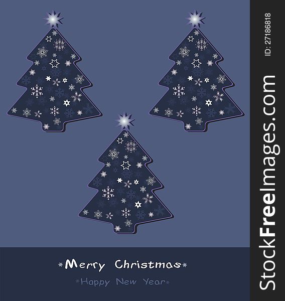 Set of stylized fir trees from snowflakes. Set of stylized fir trees from snowflakes.