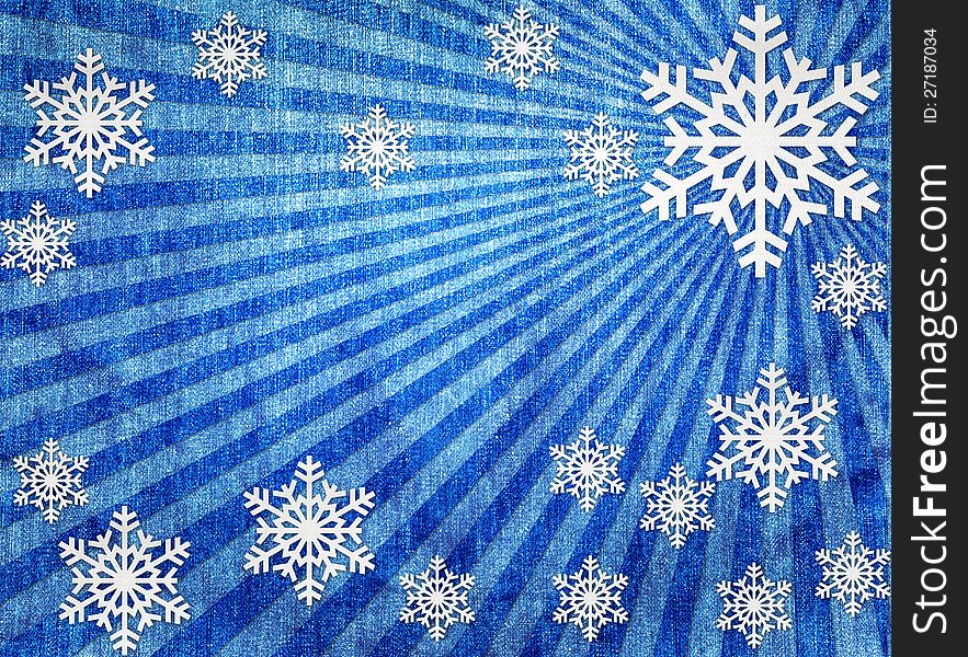 Jeans Background With Snowflakes