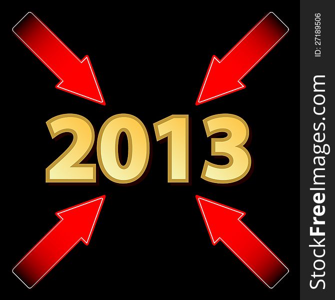 New Year icon located on a black background. New Year icon located on a black background