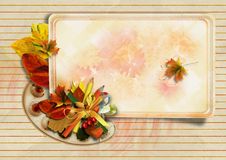Vintage Background With Autumn Card And Pencils Royalty Free Stock Photos Vintage Background With Autumn Card And Pencils Royalty Free Stock Photos