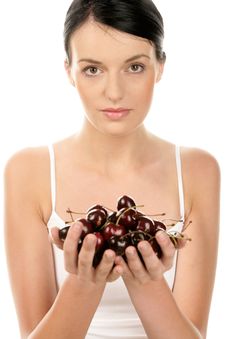 Woman With Cherries Stock Image Woman With Cherries Stock Image