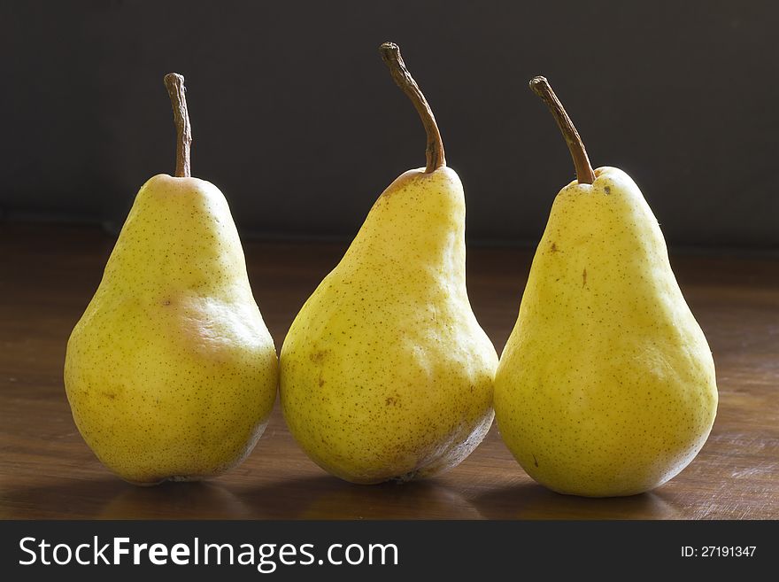 Close up of natural looking pears, natural lighte