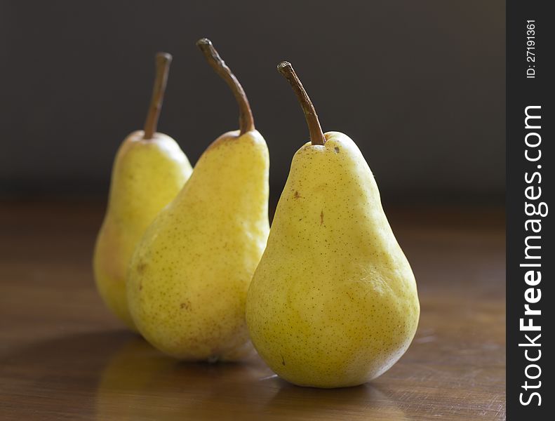 Fresh Pears On Wooden Table