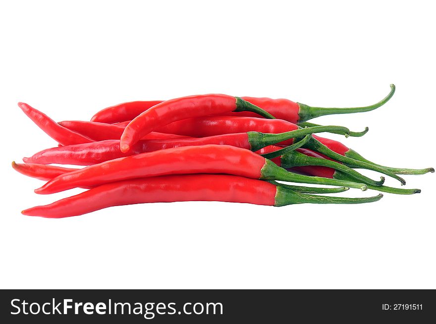 Red Chili Peppers On A White