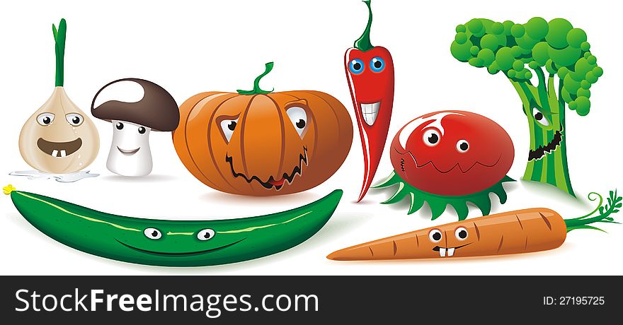 An illustration of funny vegetables