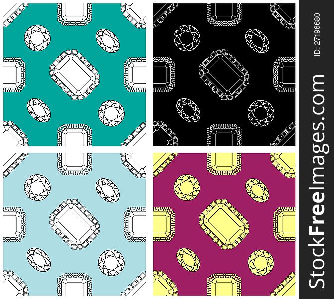 Set of luxury seamless patterns with gems and jewels. Set of luxury seamless patterns with gems and jewels