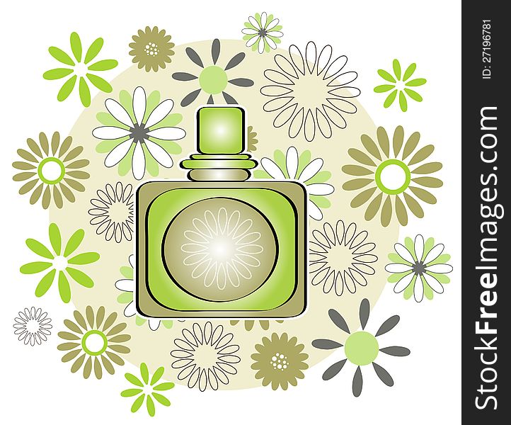 Perfume bottle with flowers