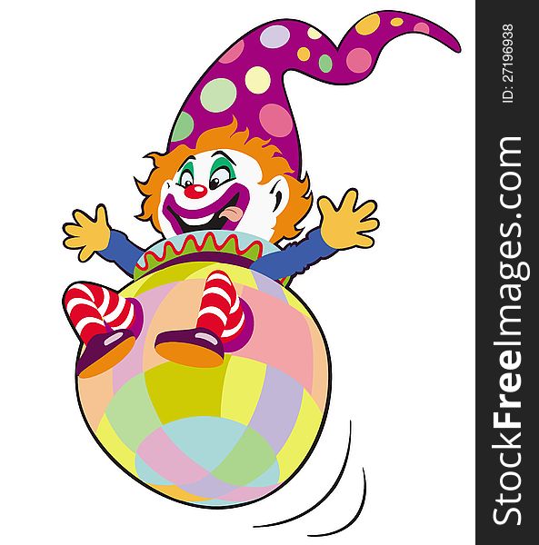 Clown toy,cartoon image isolated on white background,children illustration,picture for little kids