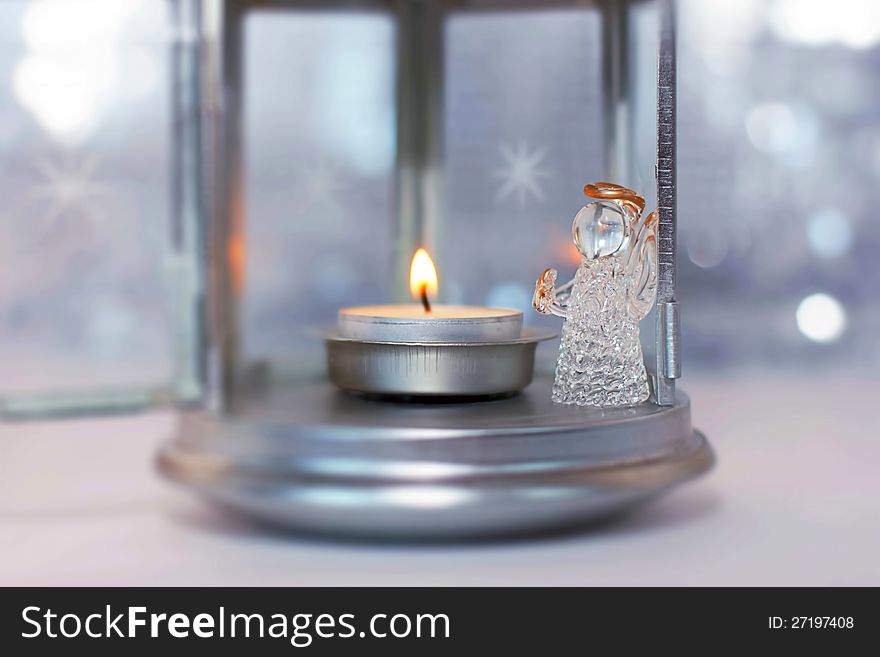 Christmas decoration with angel and a candle