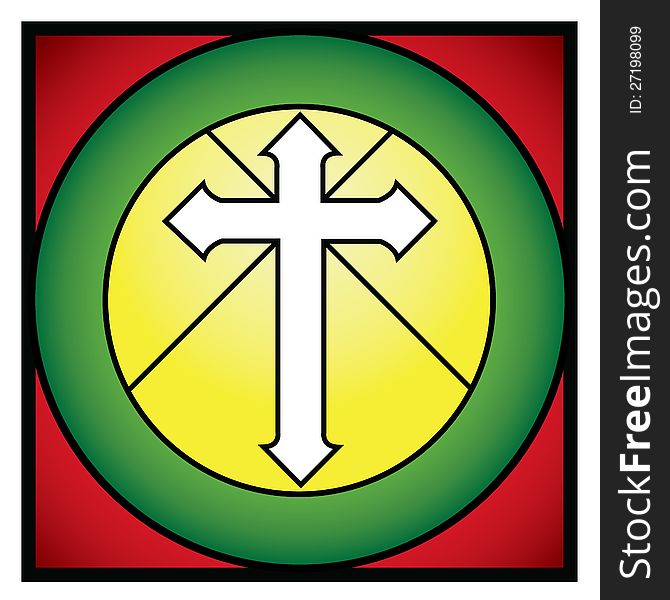 Christian cross rood Religious stained glass window