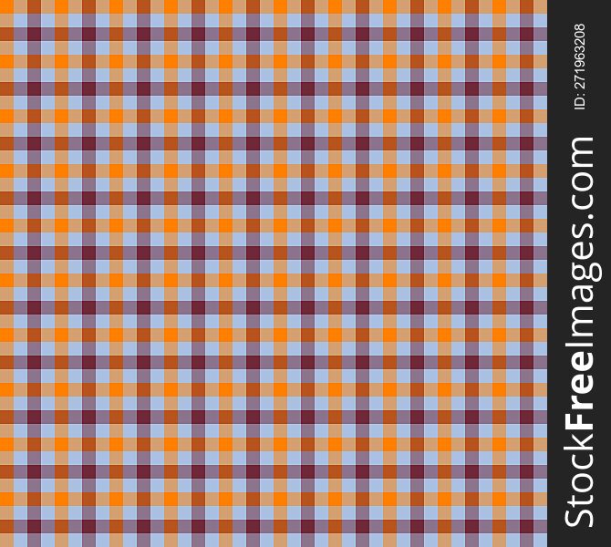 Orange and violet gingham backgrounds for tablecloth, dress, skirt, napkin