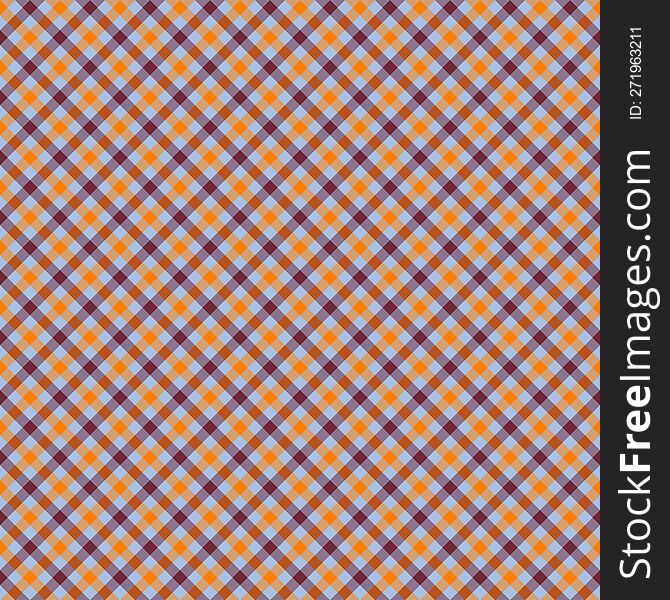 Orange and violet gingham backgrounds for tablecloth, dress, skirt, napkin