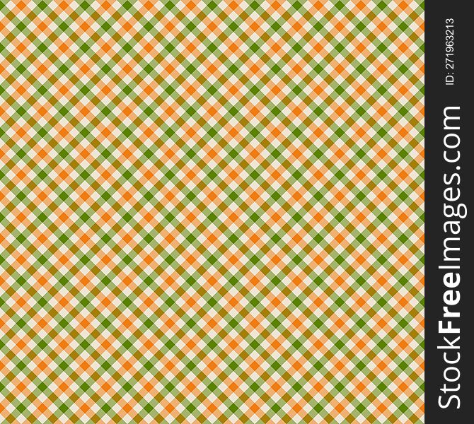 Orange and green gingham backgrounds for tablecloth, dress, skirt, napkin