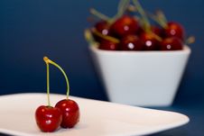 Red Cherries In A Bowl Royalty Free Stock Photo