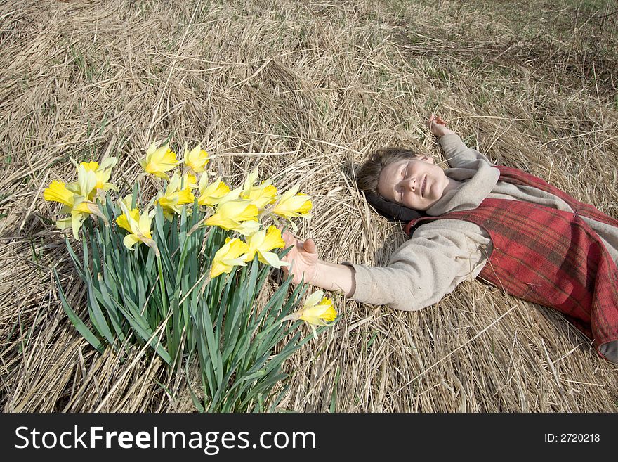 Woman and flowers