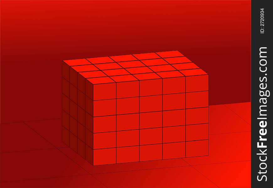 Illustration of red 3D cubes