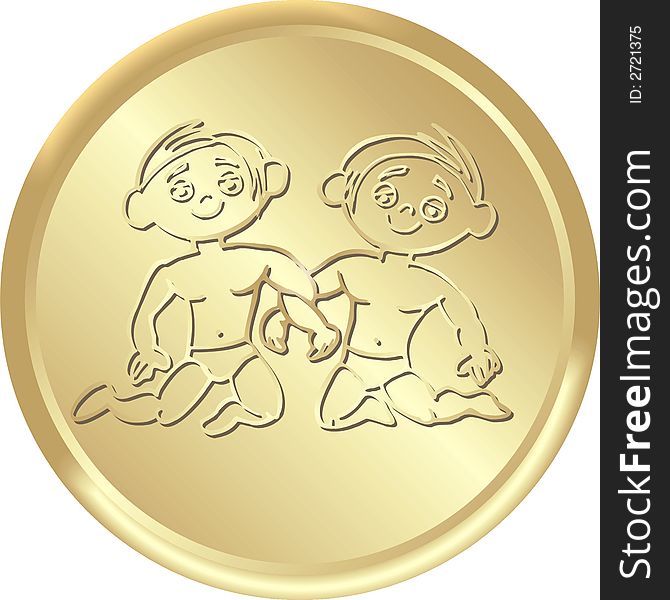 Golden medal: sign of gemini