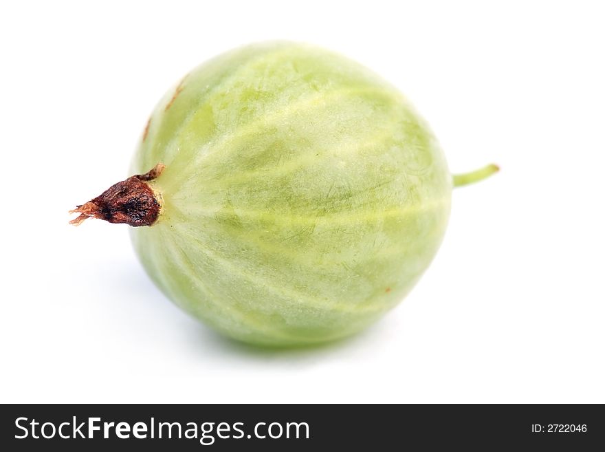 One green gooseberry. Isolated white. One green gooseberry. Isolated white.