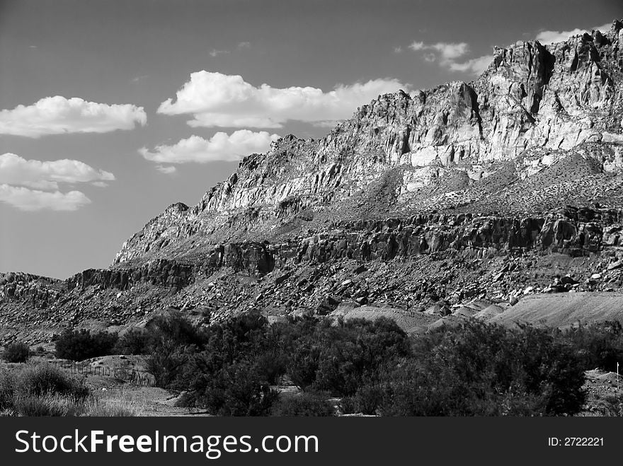 Beautiful landscaped mountains showing sky in Utah United States in black and white. Beautiful landscaped mountains showing sky in Utah United States in black and white