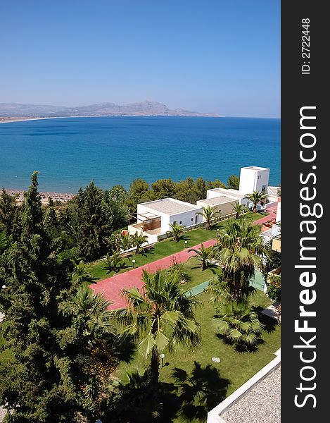 View over mediterranean sea from luxury hotel garden. View over mediterranean sea from luxury hotel garden
