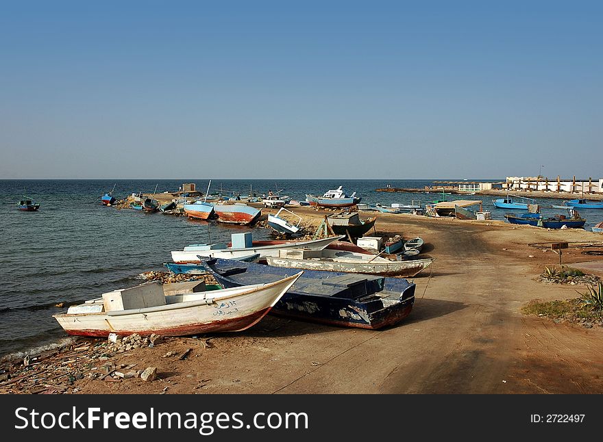 Boats in harbour in Egypt