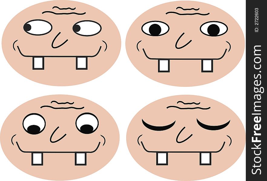 Four funny faces in different mimics. This file is also available as EPS-file